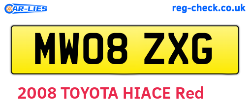 MW08ZXG are the vehicle registration plates.