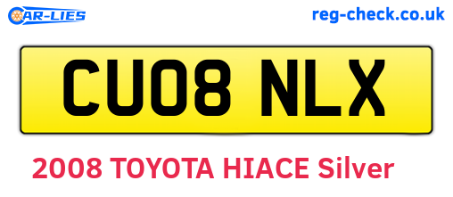 CU08NLX are the vehicle registration plates.