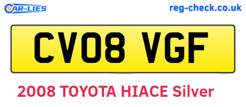 CV08VGF are the vehicle registration plates.
