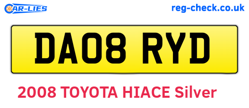 DA08RYD are the vehicle registration plates.