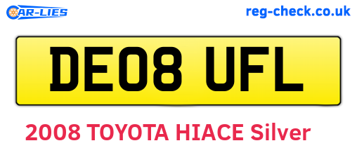 DE08UFL are the vehicle registration plates.
