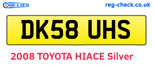 DK58UHS are the vehicle registration plates.