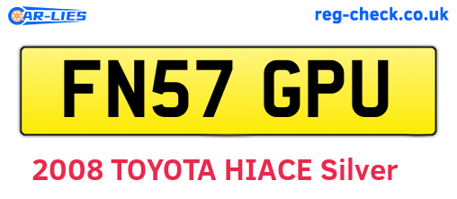 FN57GPU are the vehicle registration plates.