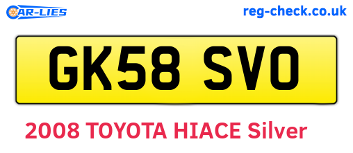GK58SVO are the vehicle registration plates.
