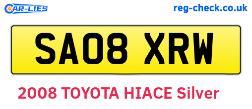 SA08XRW are the vehicle registration plates.