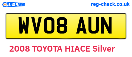 WV08AUN are the vehicle registration plates.