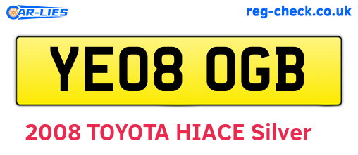 YE08OGB are the vehicle registration plates.