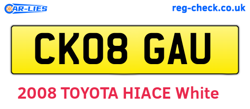 CK08GAU are the vehicle registration plates.