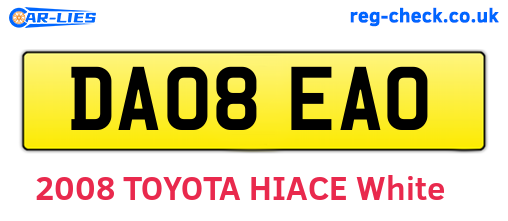 DA08EAO are the vehicle registration plates.