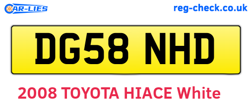 DG58NHD are the vehicle registration plates.