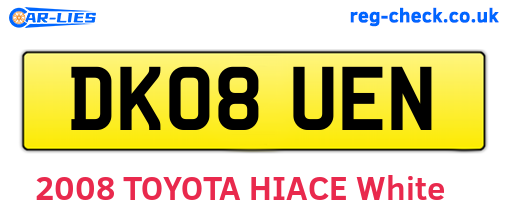 DK08UEN are the vehicle registration plates.