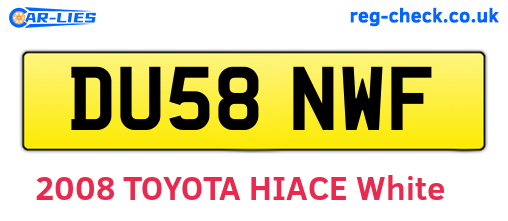 DU58NWF are the vehicle registration plates.