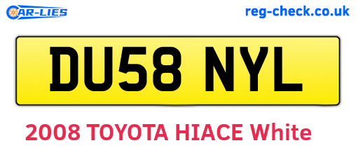 DU58NYL are the vehicle registration plates.