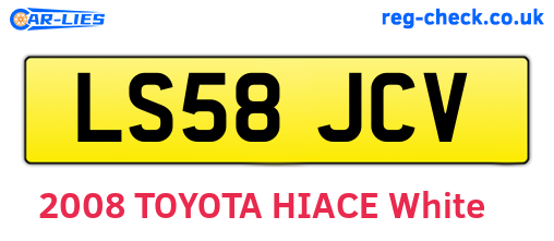 LS58JCV are the vehicle registration plates.