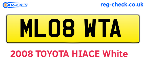ML08WTA are the vehicle registration plates.