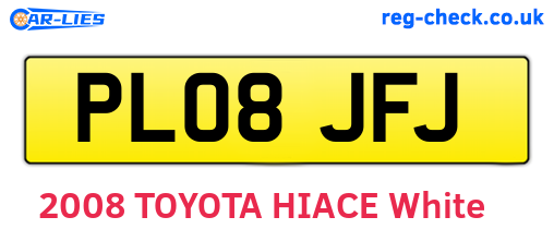 PL08JFJ are the vehicle registration plates.