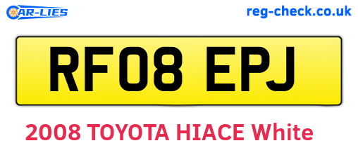 RF08EPJ are the vehicle registration plates.