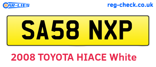 SA58NXP are the vehicle registration plates.