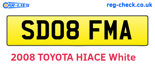 SD08FMA are the vehicle registration plates.