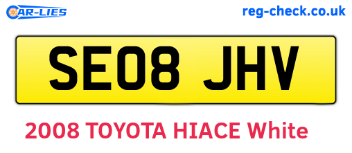 SE08JHV are the vehicle registration plates.
