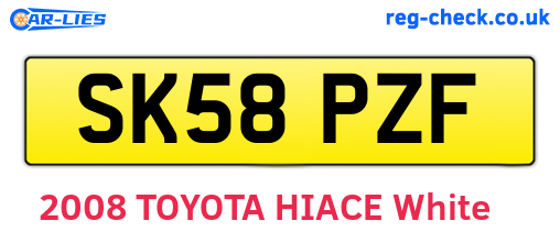 SK58PZF are the vehicle registration plates.
