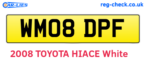 WM08DPF are the vehicle registration plates.