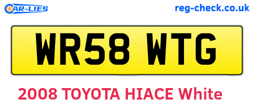 WR58WTG are the vehicle registration plates.