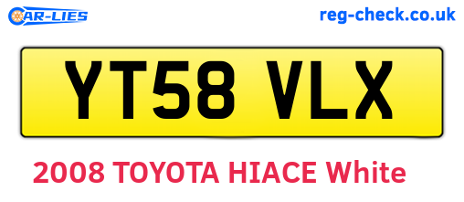 YT58VLX are the vehicle registration plates.
