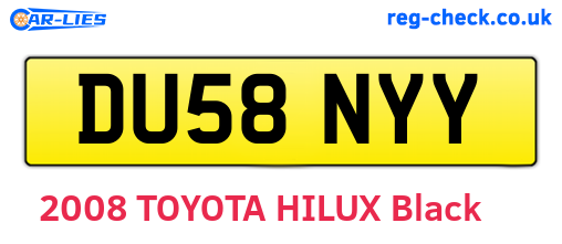 DU58NYY are the vehicle registration plates.