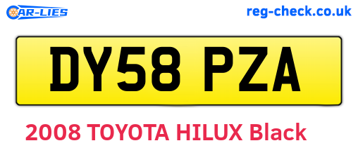 DY58PZA are the vehicle registration plates.