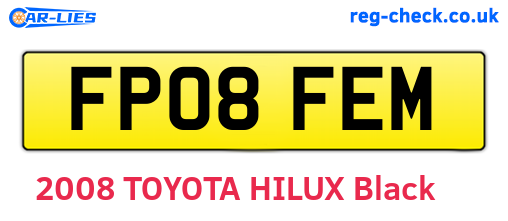 FP08FEM are the vehicle registration plates.