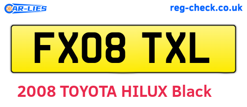 FX08TXL are the vehicle registration plates.