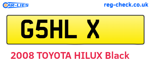 G5HLX are the vehicle registration plates.