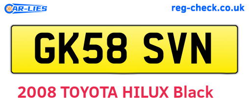 GK58SVN are the vehicle registration plates.