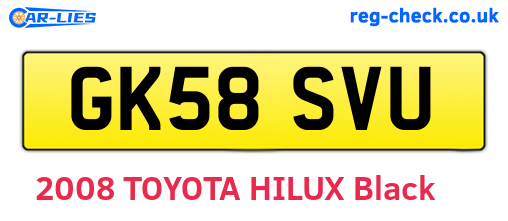 GK58SVU are the vehicle registration plates.