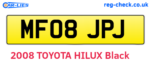 MF08JPJ are the vehicle registration plates.
