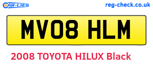 MV08HLM are the vehicle registration plates.