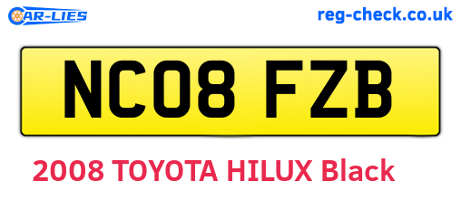 NC08FZB are the vehicle registration plates.