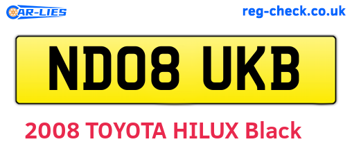 ND08UKB are the vehicle registration plates.