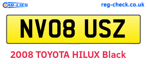 NV08USZ are the vehicle registration plates.