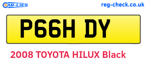 P66HDY are the vehicle registration plates.