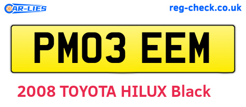 PM03EEM are the vehicle registration plates.