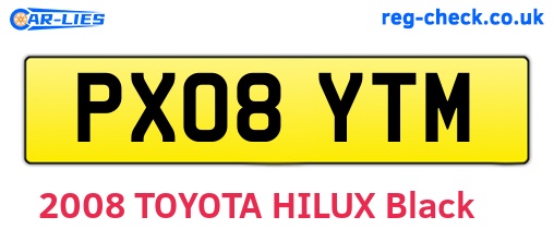 PX08YTM are the vehicle registration plates.