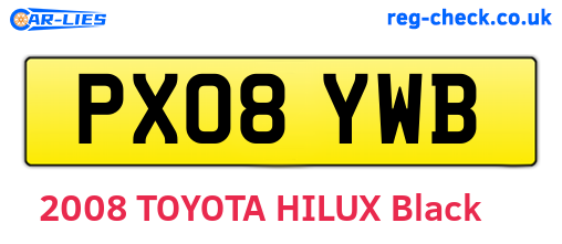 PX08YWB are the vehicle registration plates.