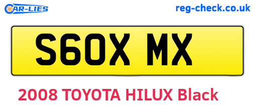 S60XMX are the vehicle registration plates.