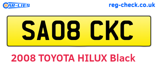 SA08CKC are the vehicle registration plates.