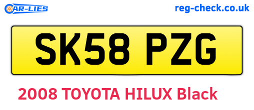 SK58PZG are the vehicle registration plates.