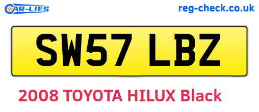 SW57LBZ are the vehicle registration plates.