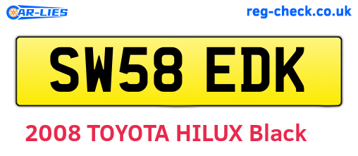 SW58EDK are the vehicle registration plates.