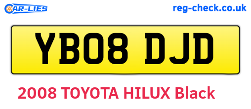 YB08DJD are the vehicle registration plates.